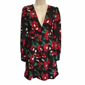 Uo Michelle Plunging Long Sleeve Mini 